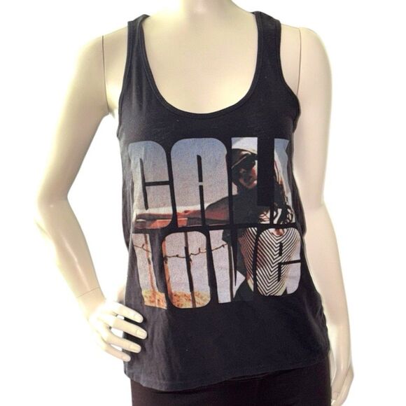Mighty Fine Black "CALI LOVE" Tank Top Size Small Sleeveless Summer Active - Picture 1 of 7